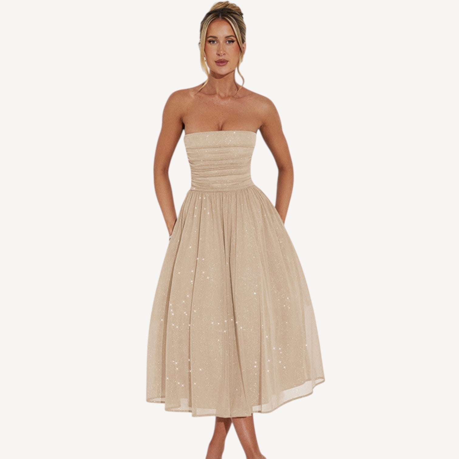 Elegant Strapless Sequin Dress