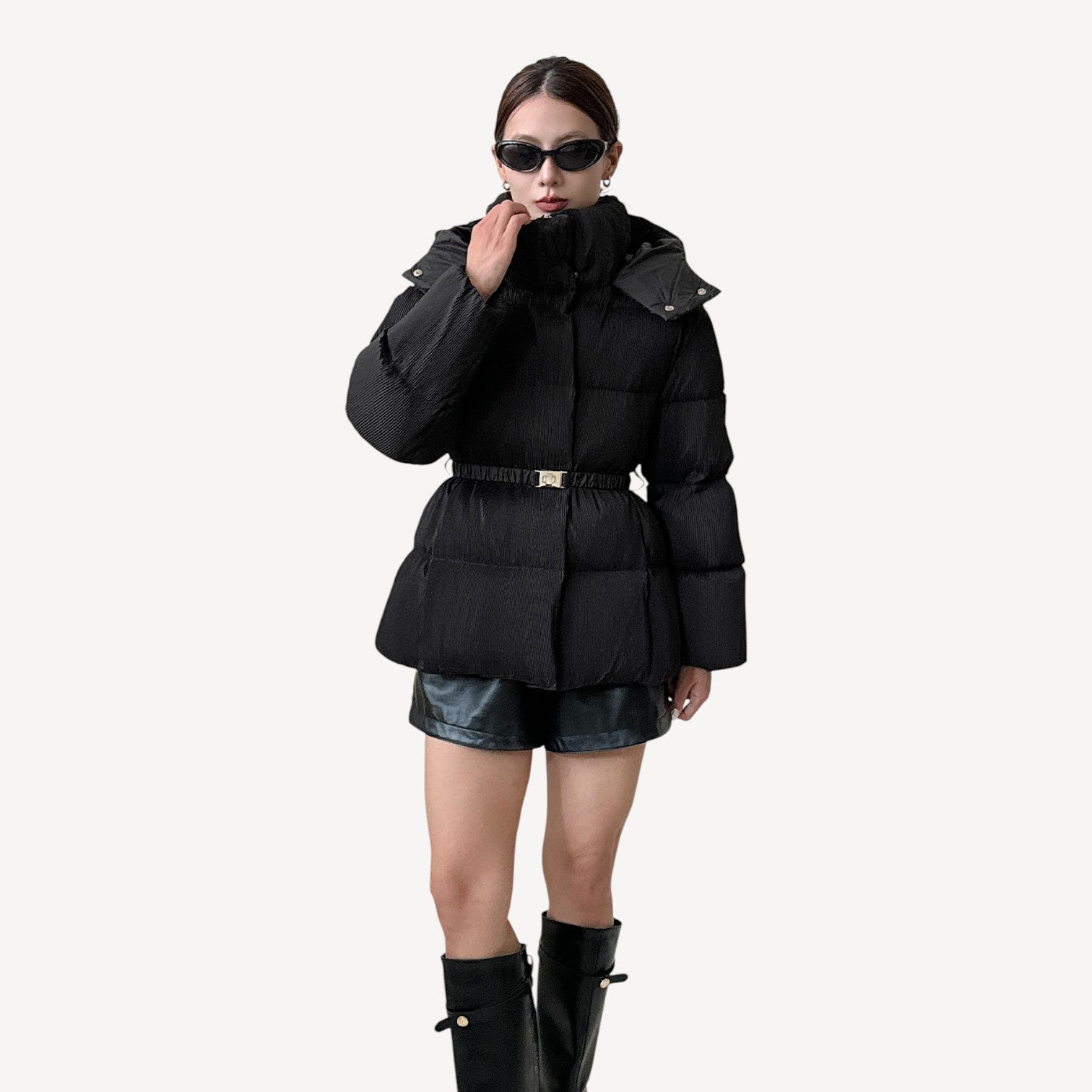 Belted Long Puffer Coat