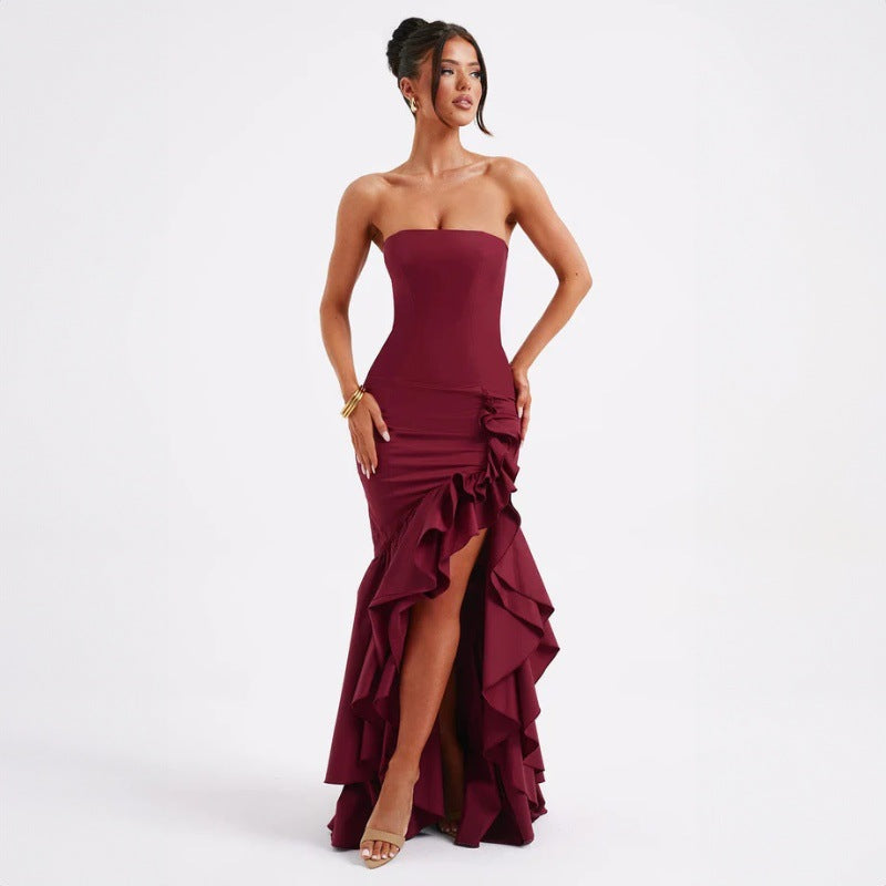 Strapless Ruffle Evening Dress