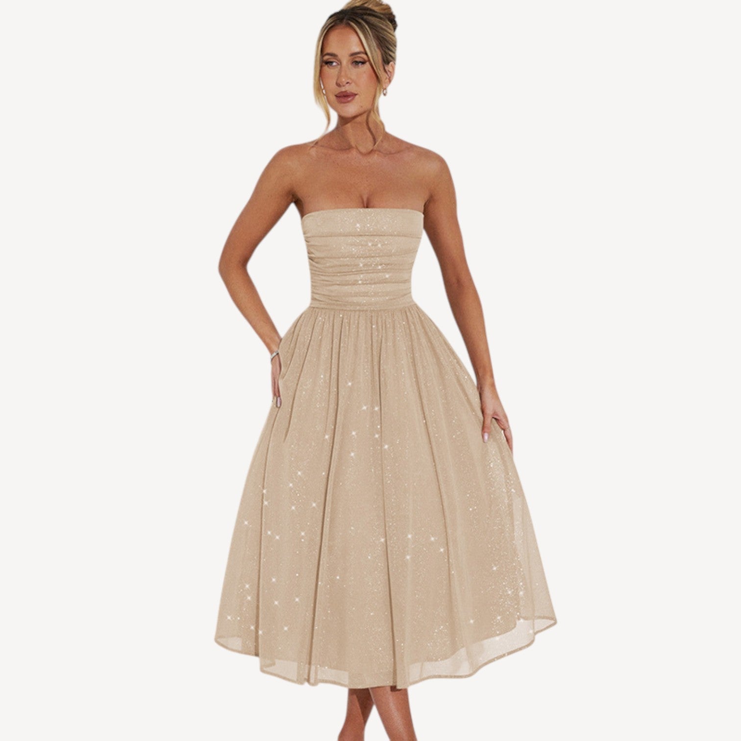 Elegant Strapless Sequin Dress