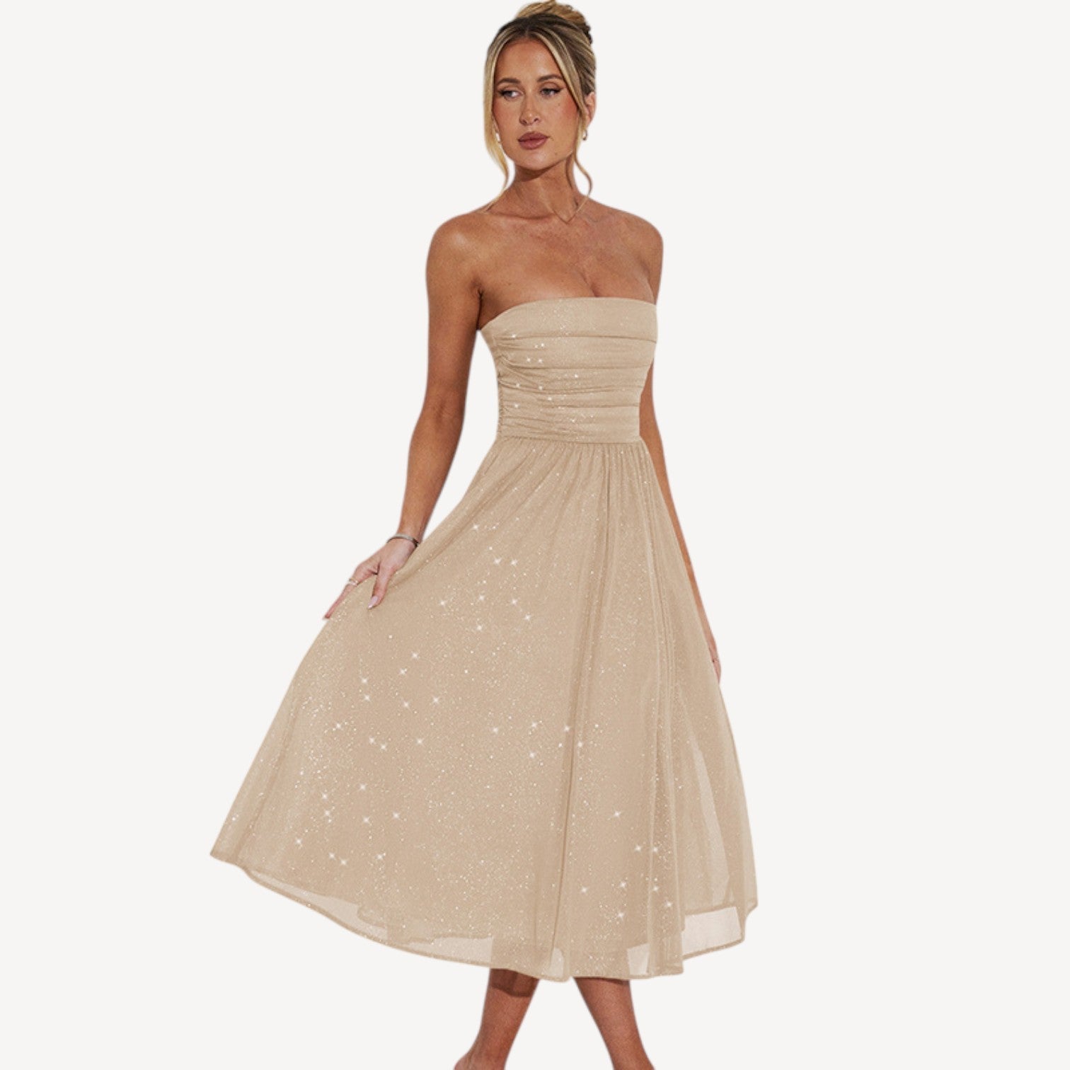 Elegant Strapless Sequin Dress