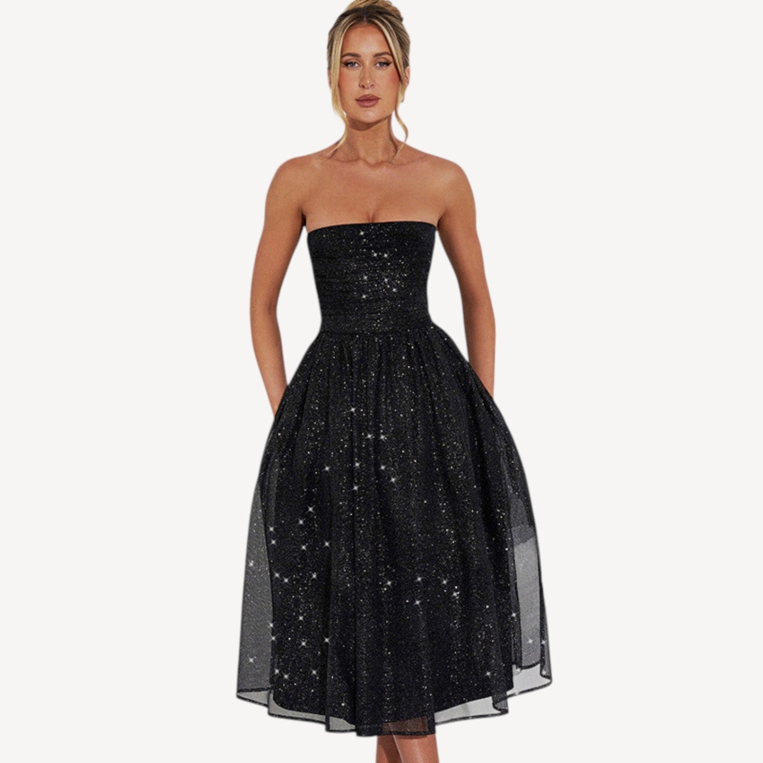 Elegant Strapless Sequin Dress