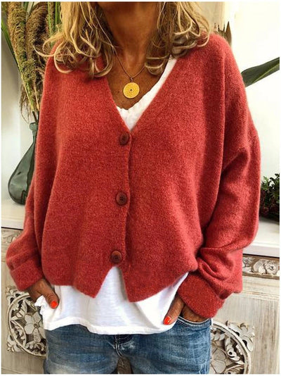 Relaxed Fit Button-Front Cardigan
