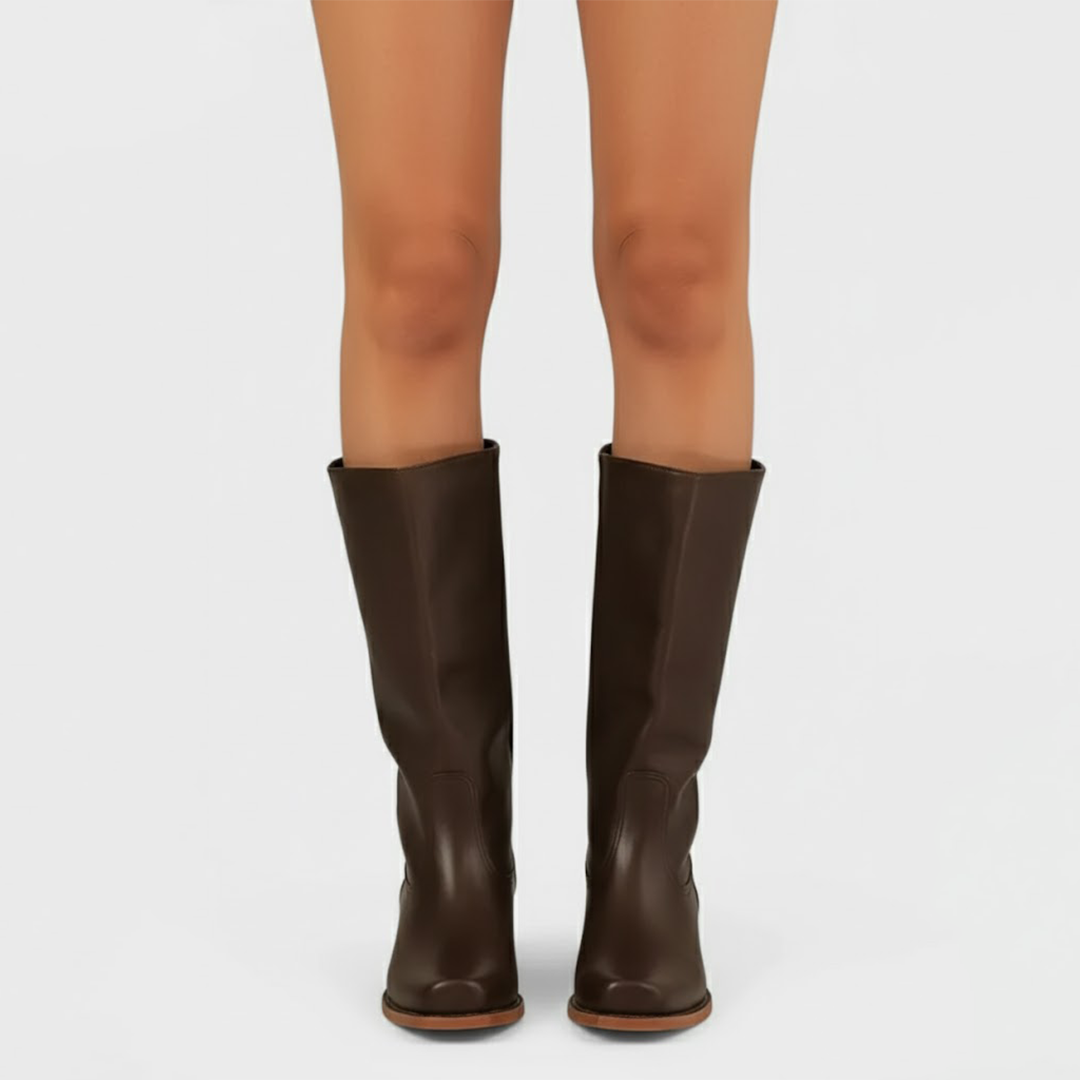 Catherine | Women’s Leather Knee-High Boots with Heels