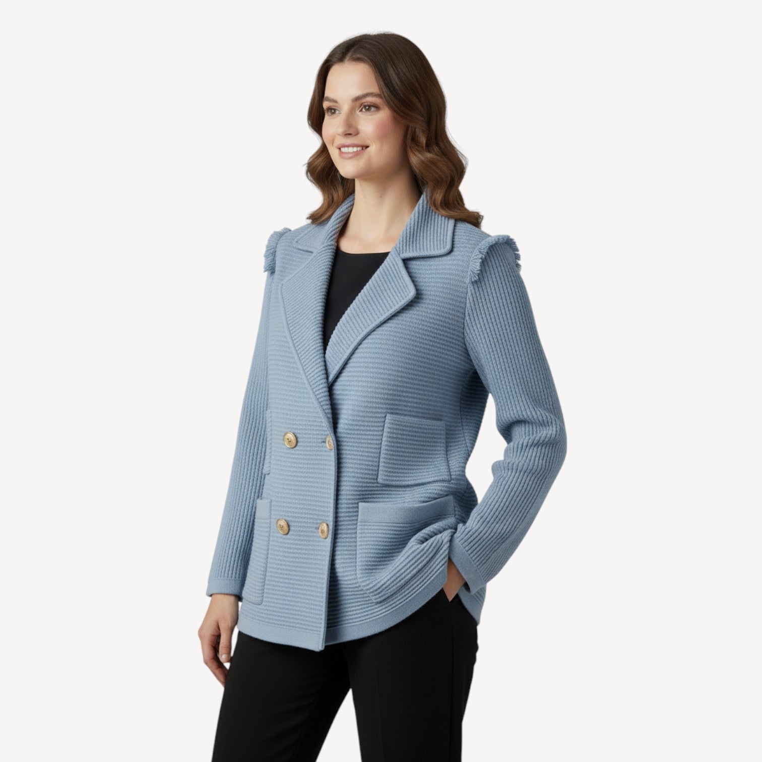 Double-Breasted Ribbed Jacket