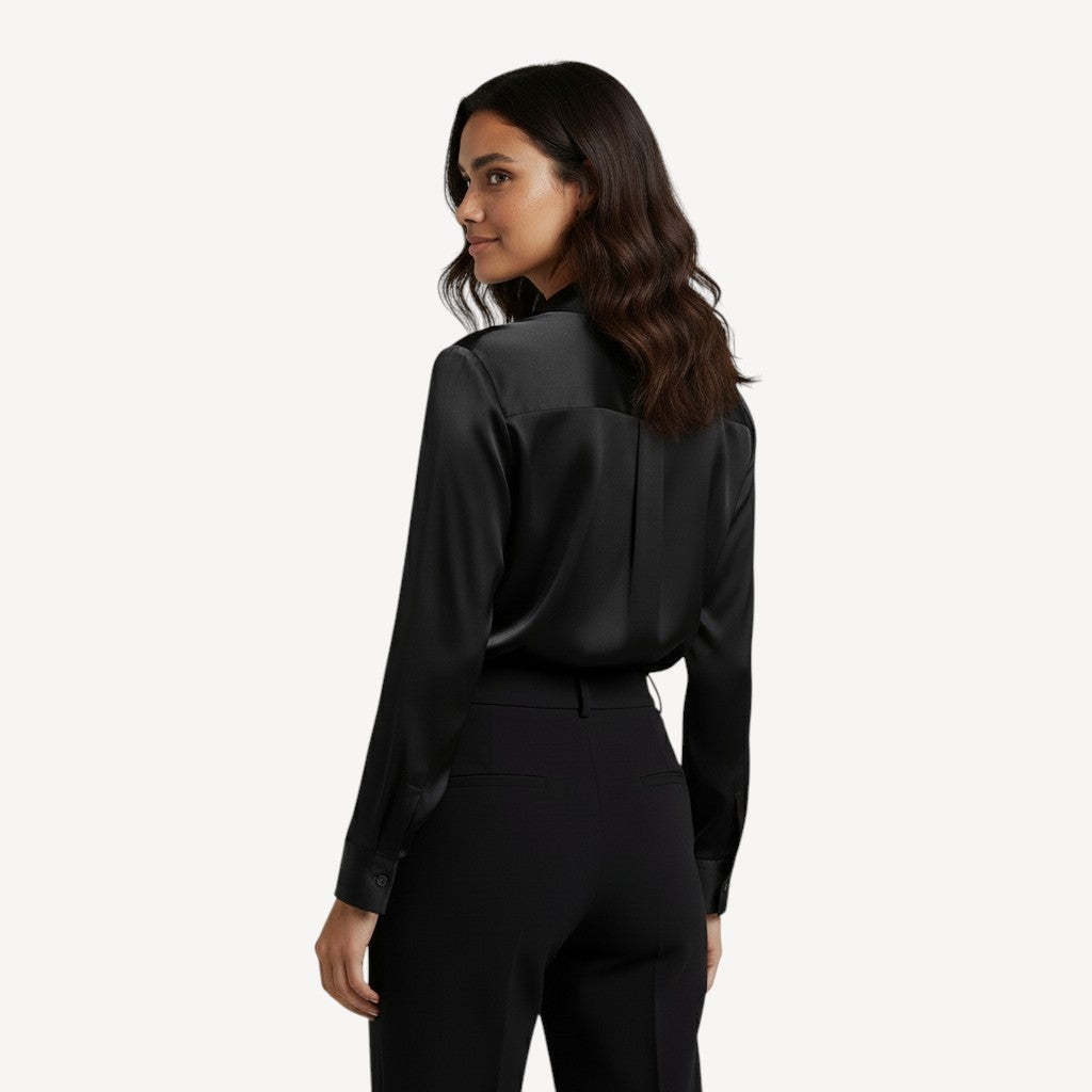 Satin Button-Up Blouse