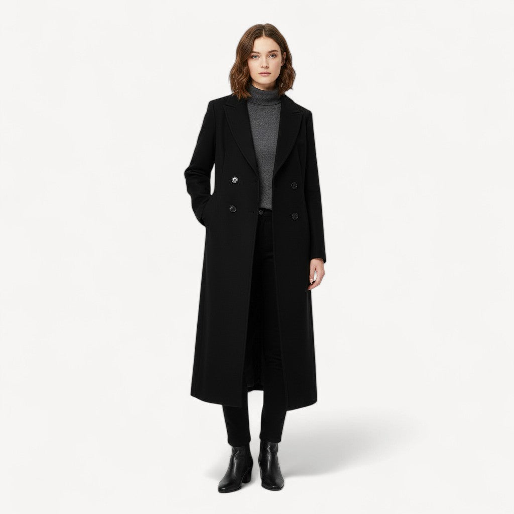 Black Longline Tailored Overcoat