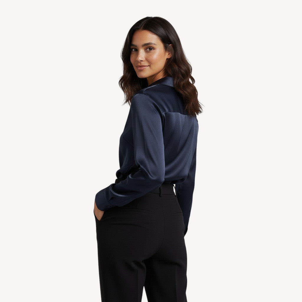 Satin Button-Up Blouse