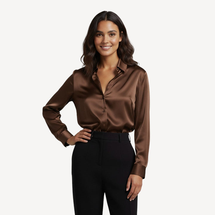 Satin Button-Up Blouse