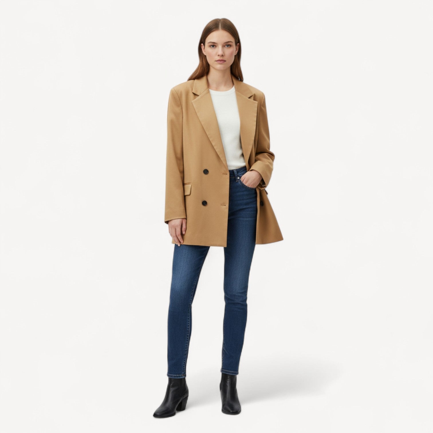 Camel Oversized Double Blazer