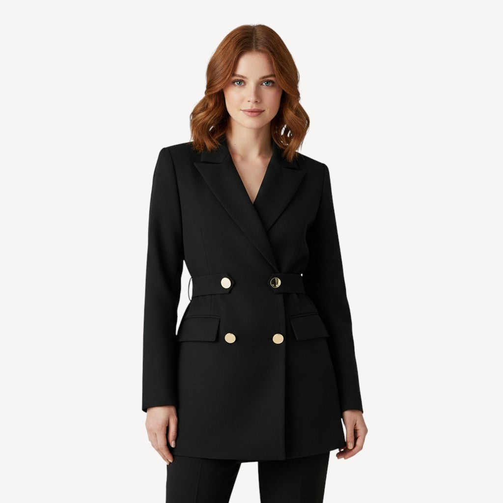 Double-Breasted Longline Blazer