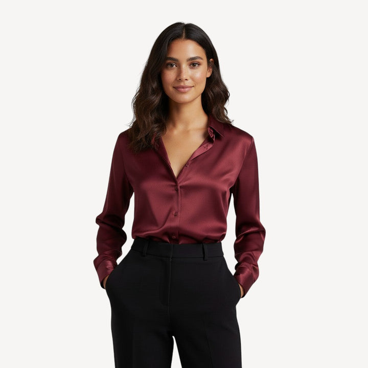 Satin Button-Up Blouse