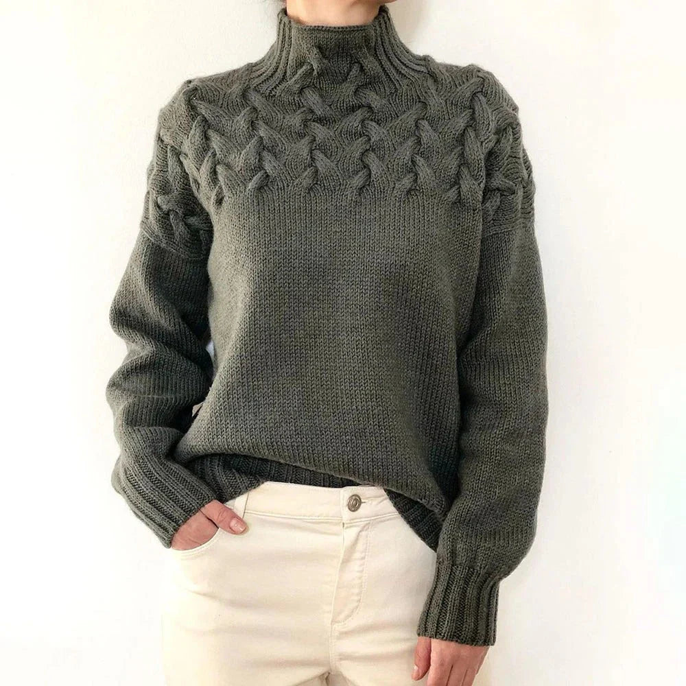 Elowen – Textured High-Neck Autumn Knit