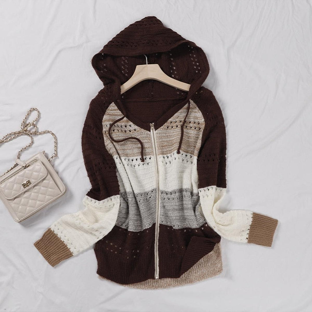 Hooded Knit Cardigan With Pockets