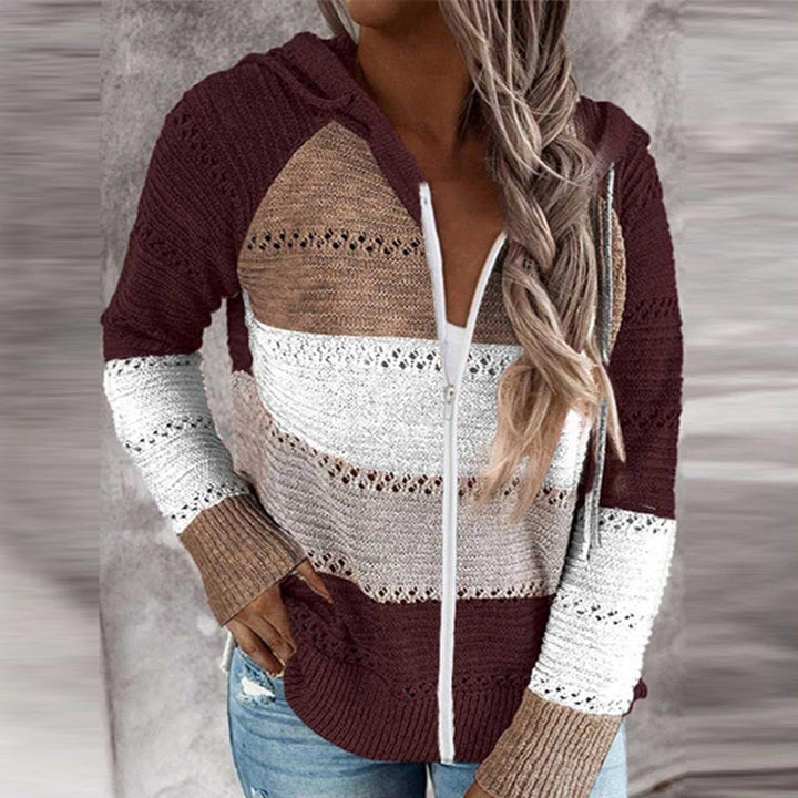 Hooded Knit Cardigan With Pockets