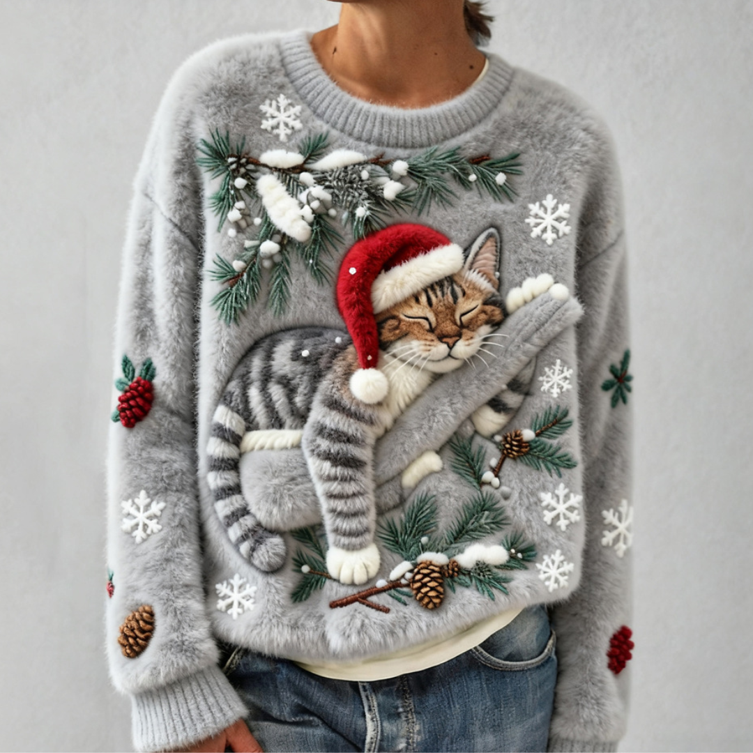 Tessa | Cosy Jumper with a Lazy Cat