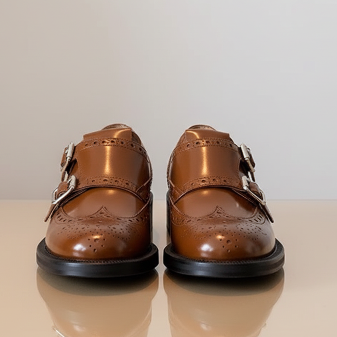 Margaux™ – Vintage Monk-Strap Brogue Shoes