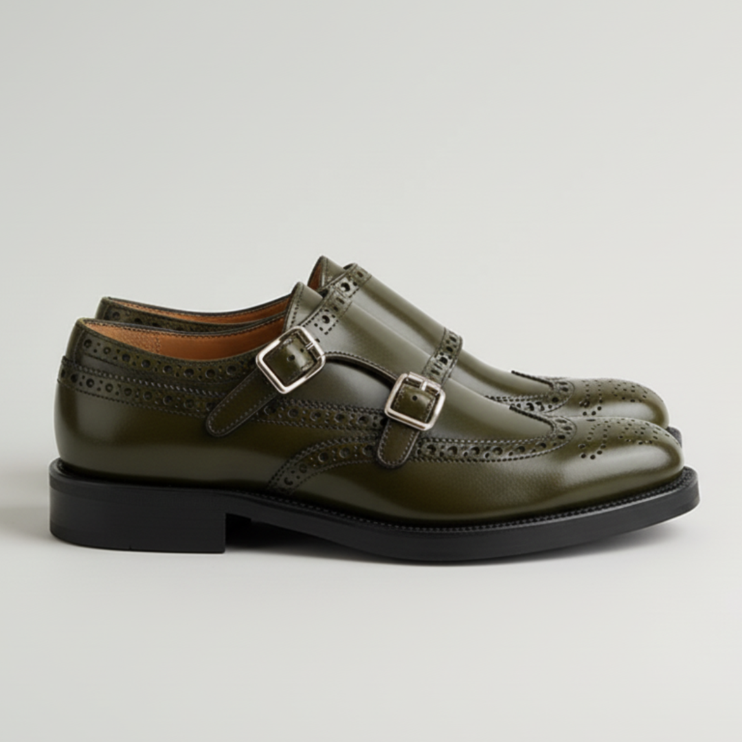 Margaux™ – Vintage Monk-Strap Brogue Shoes