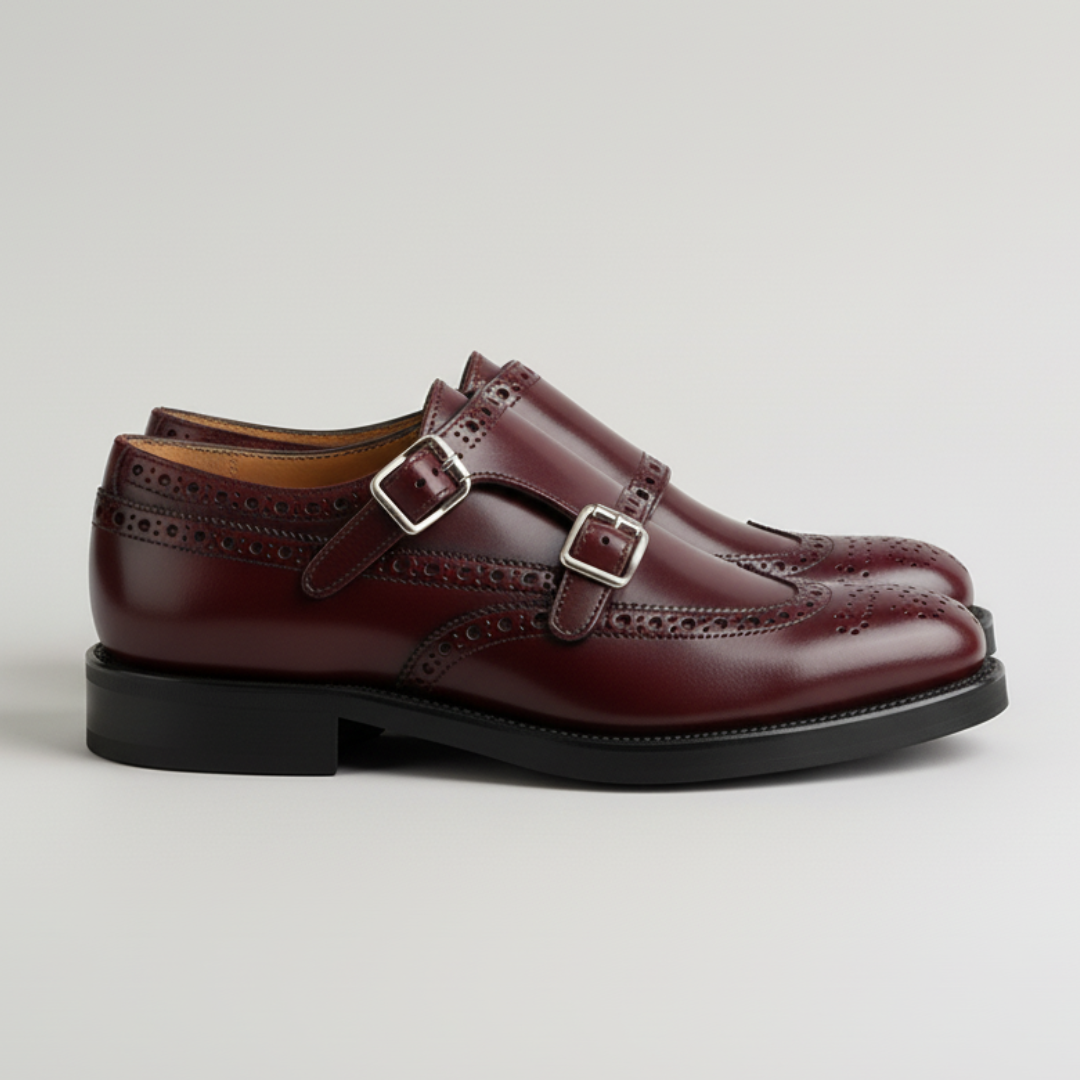 Margaux™ – Vintage Monk-Strap Brogue Shoes