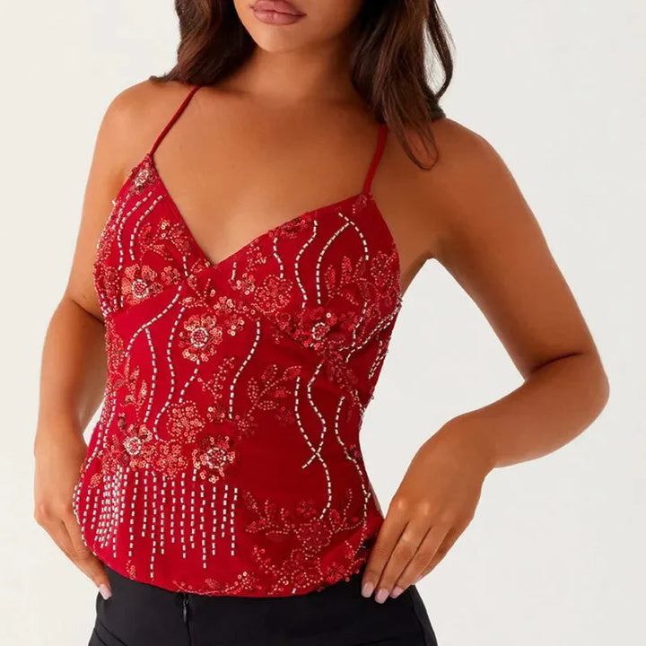 Beaded Mesh Cami Top