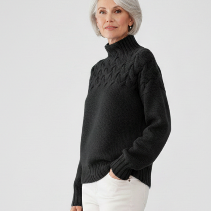 Elowen – Textured High-Neck Autumn Knit