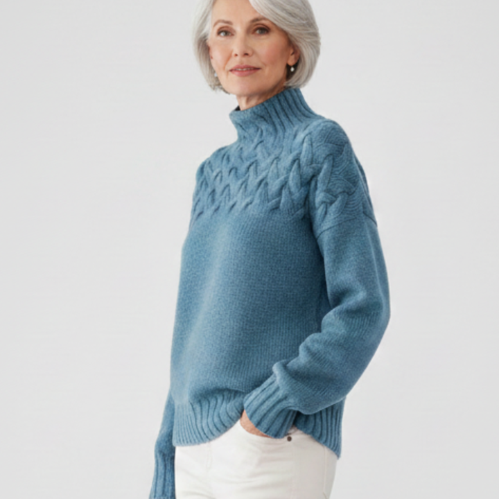 Elowen – Textured High-Neck Autumn Knit