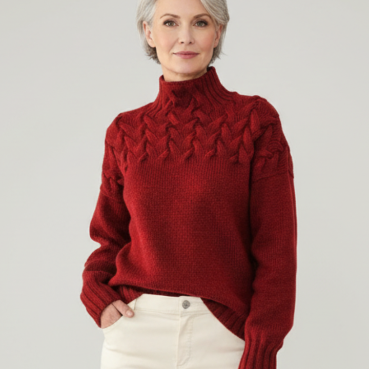 Elowen – Textured High-Neck Autumn Knit