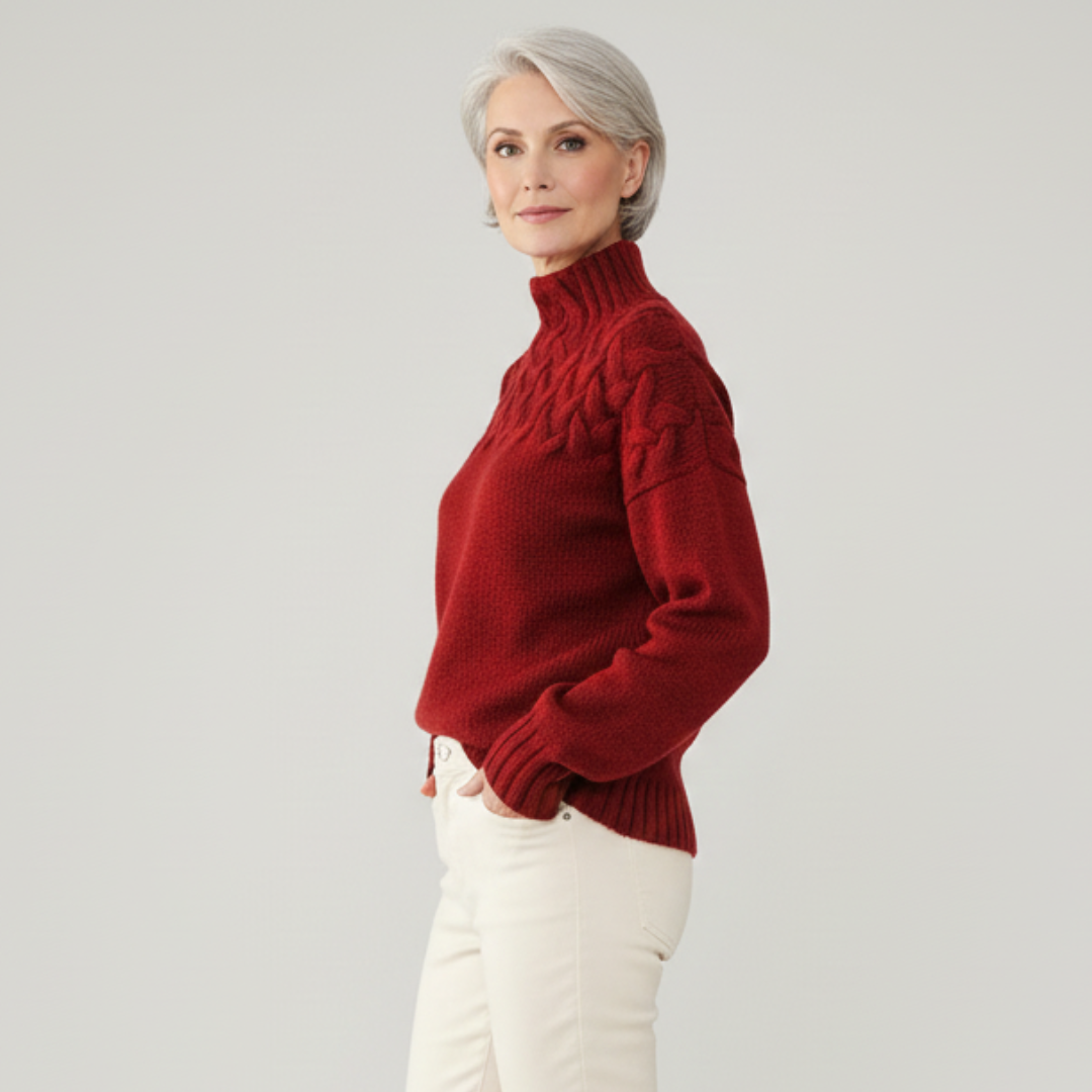 Elowen – Textured High-Neck Autumn Knit