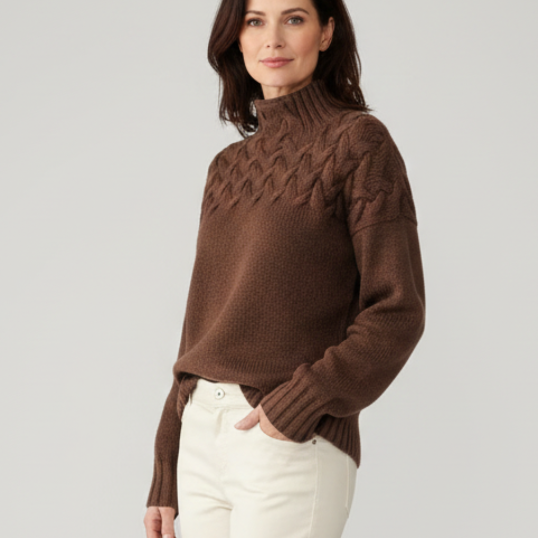 Elowen – Textured High-Neck Autumn Knit