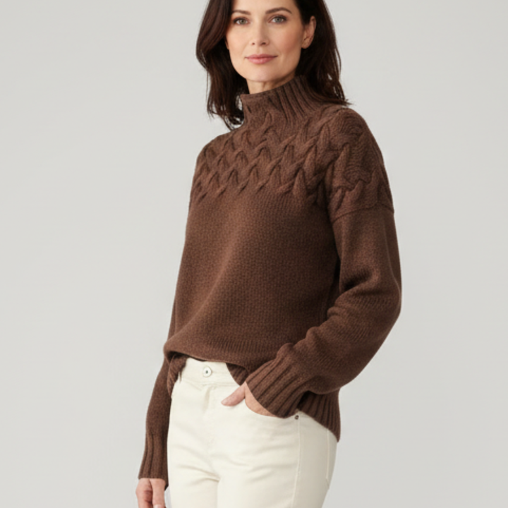 Elowen – Textured High-Neck Autumn Knit