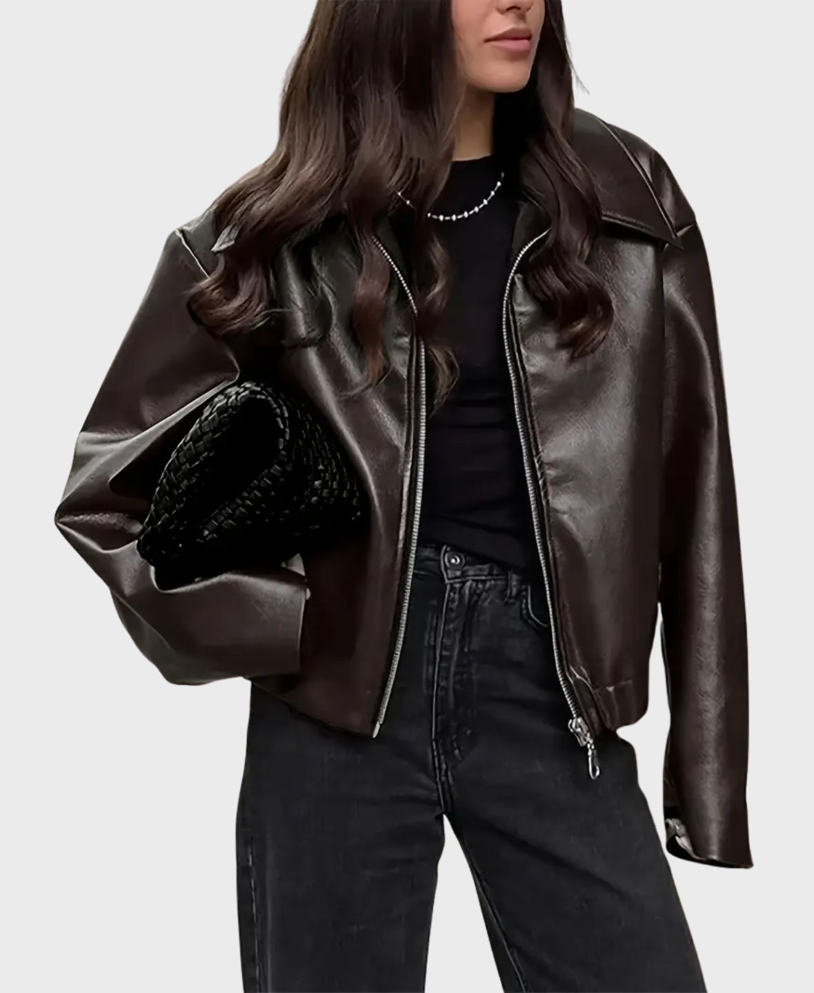 AMELIA – RETRO OVERSIZED LEATHER-LOOK JACKET