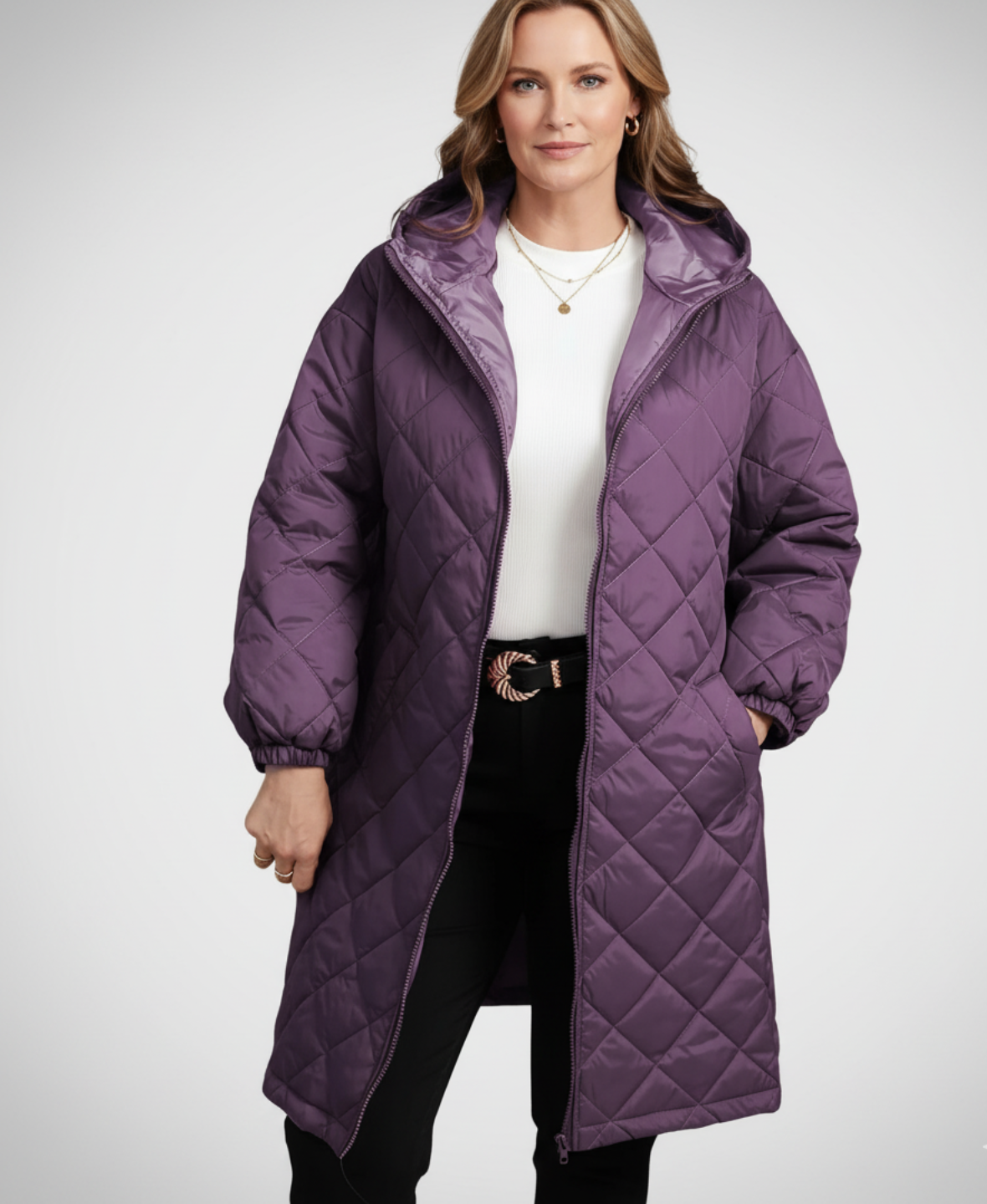 Women’s Long Quilted Hooded Coat