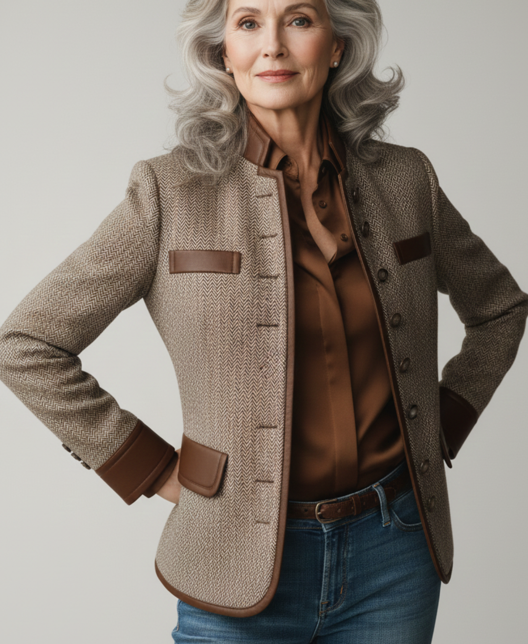 Clarine – Classic Stand-Collar Button Blazer Coat