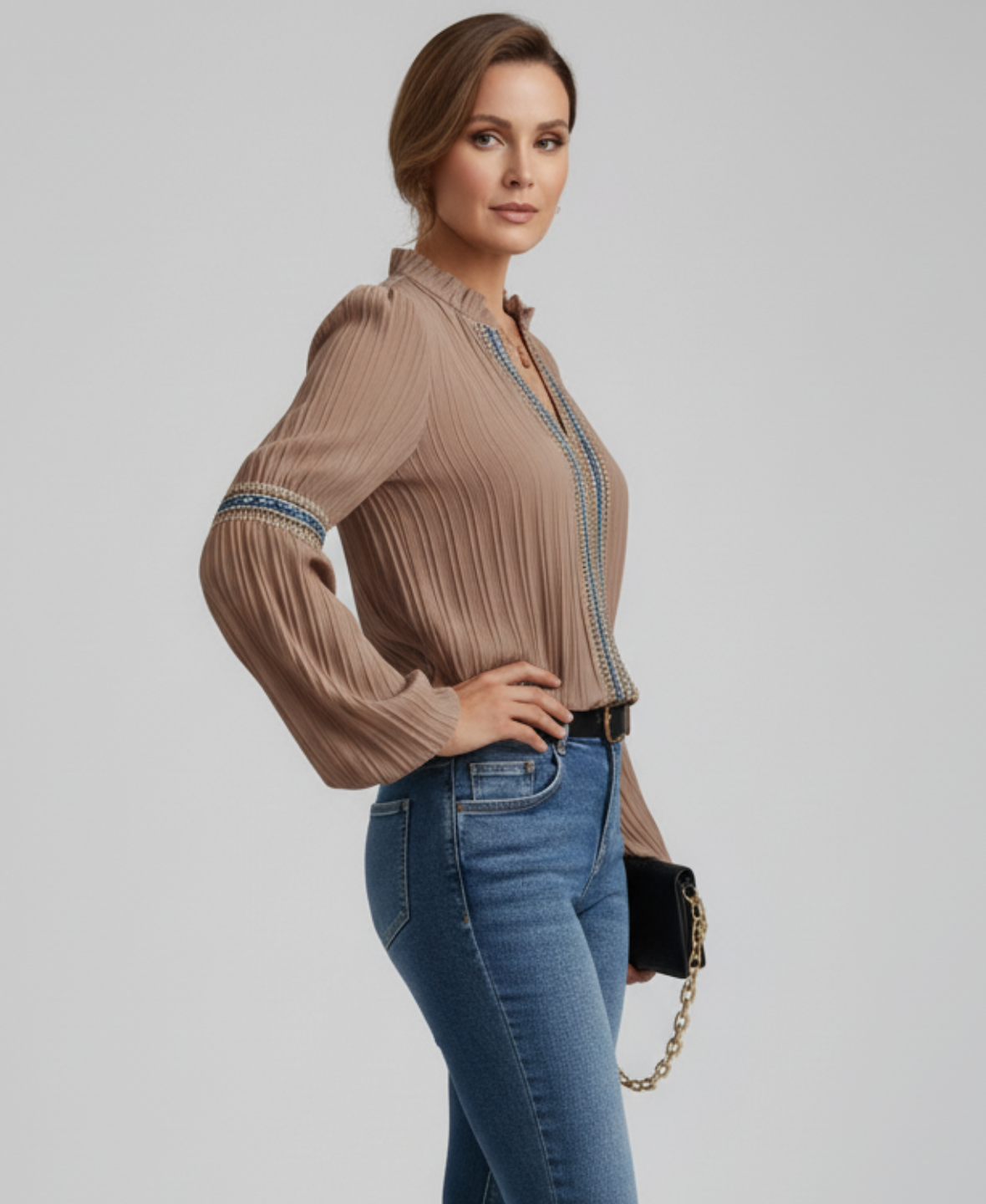 ISOLDE™ Embroidered V-Neck Blouse