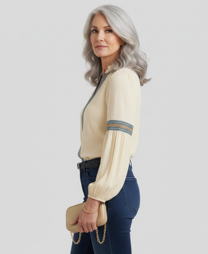 ISOLDE™ Embroidered V-Neck Blouse