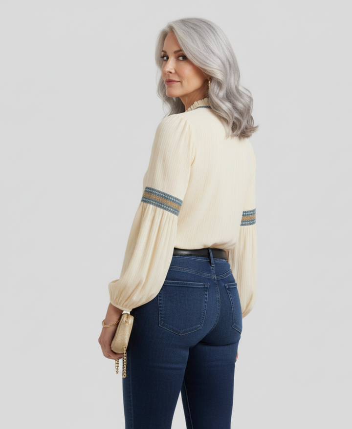 ISOLDE™ Embroidered V-Neck Blouse