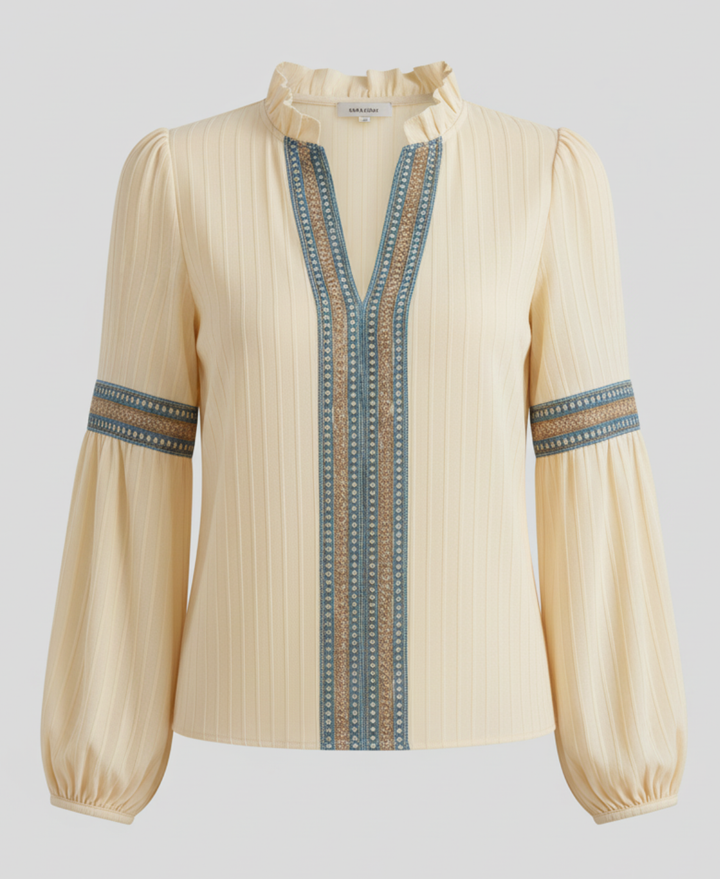 ISOLDE™ Embroidered V-Neck Blouse