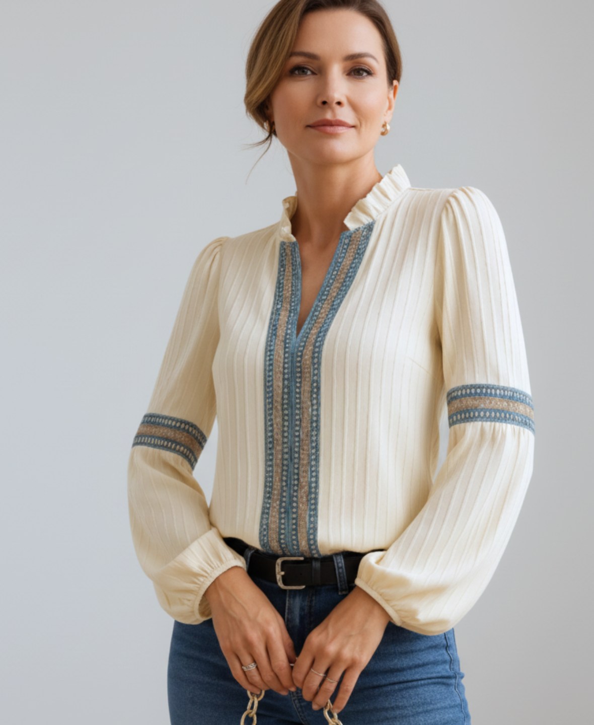 ISOLDE™ Embroidered V-Neck Blouse