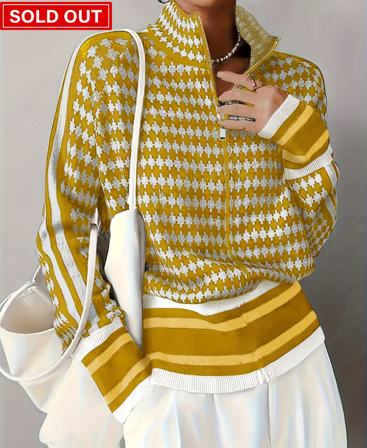 Elara – Autumn-Winter Stand Collar Zip Knit