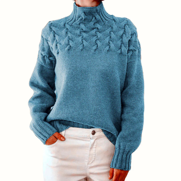 Elowen – Textured High-Neck Autumn Knit