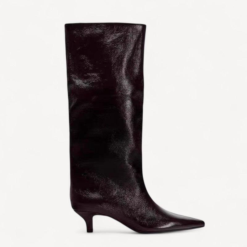 Glossy Vegan Knee Boots