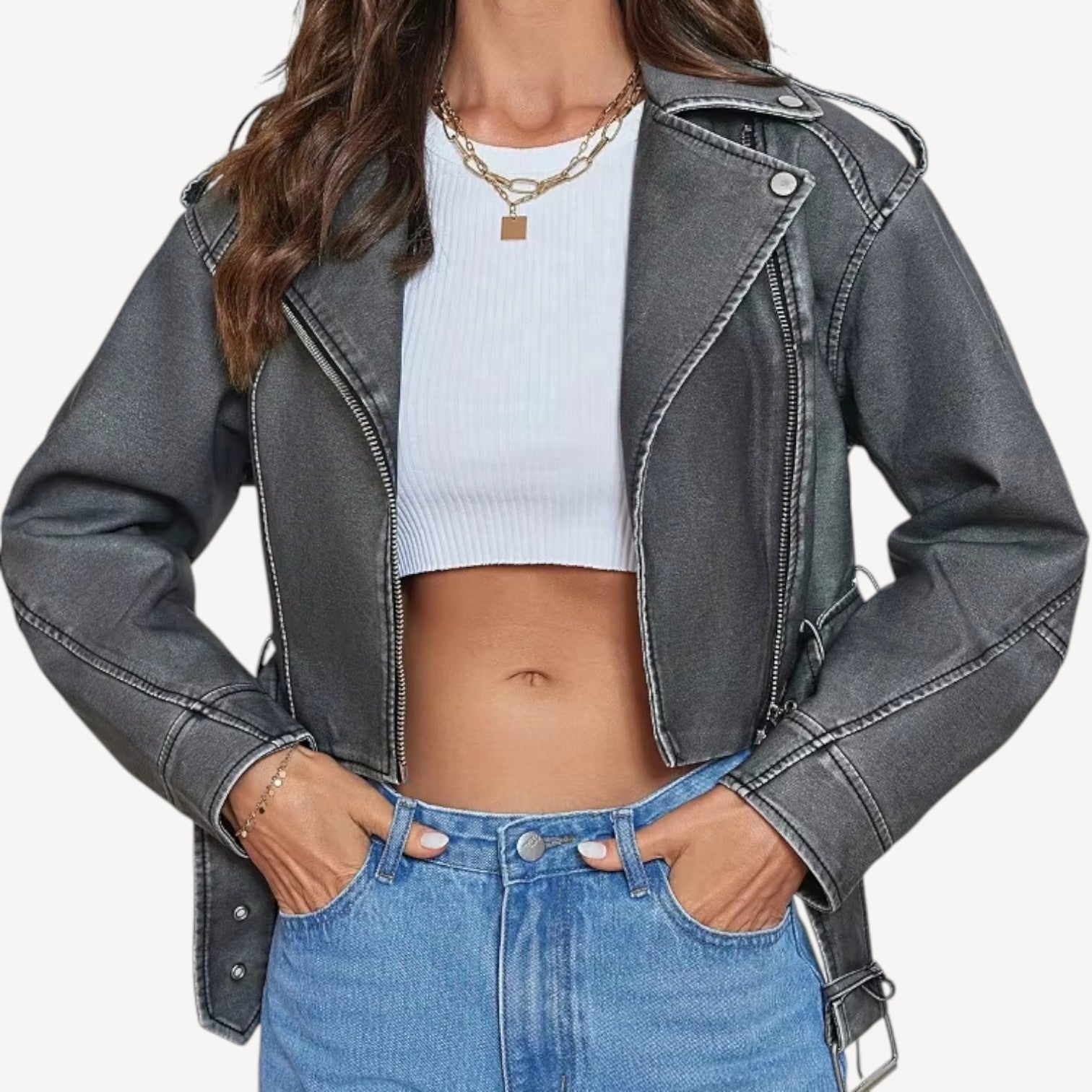 Washed Black Cropped Jacket