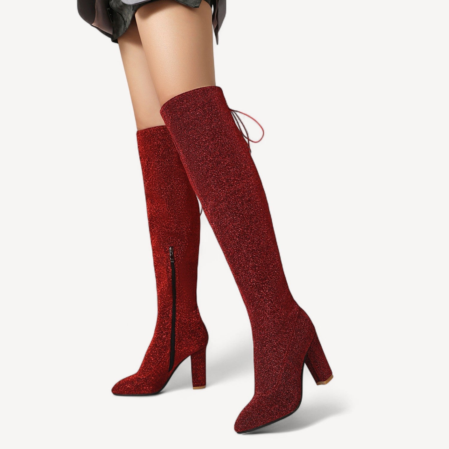 Sparkly Block Heel Boots