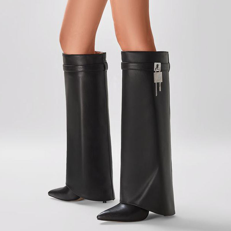 Designer Black Knee Highs