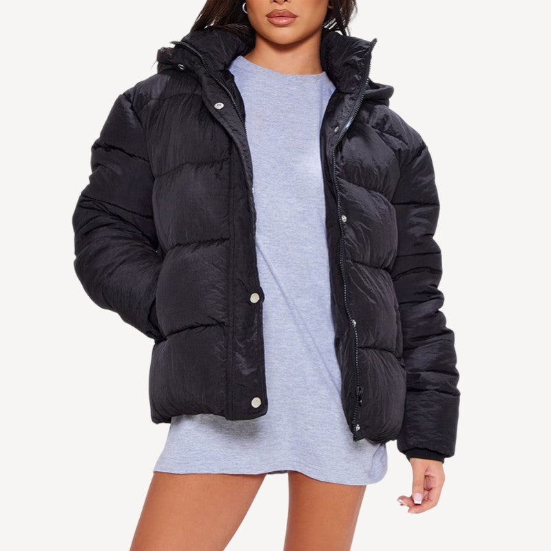 Quilted Black Puffer Coat