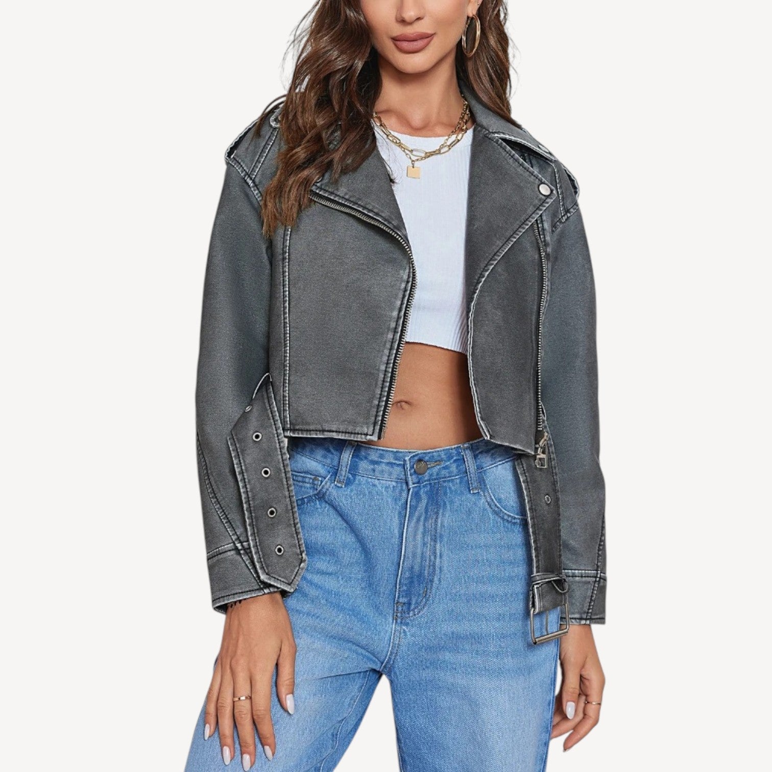 Washed Black Cropped Jacket