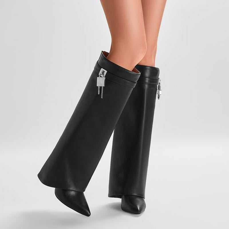 Designer Black Knee Highs