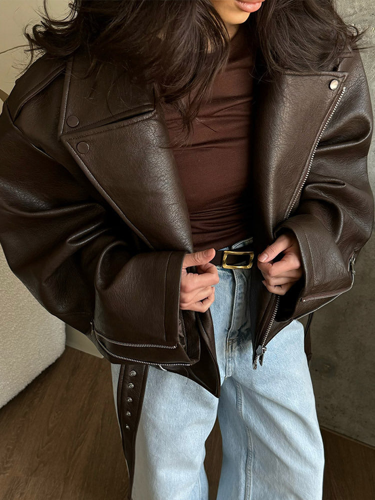 Faux Leather Oversized Jacket