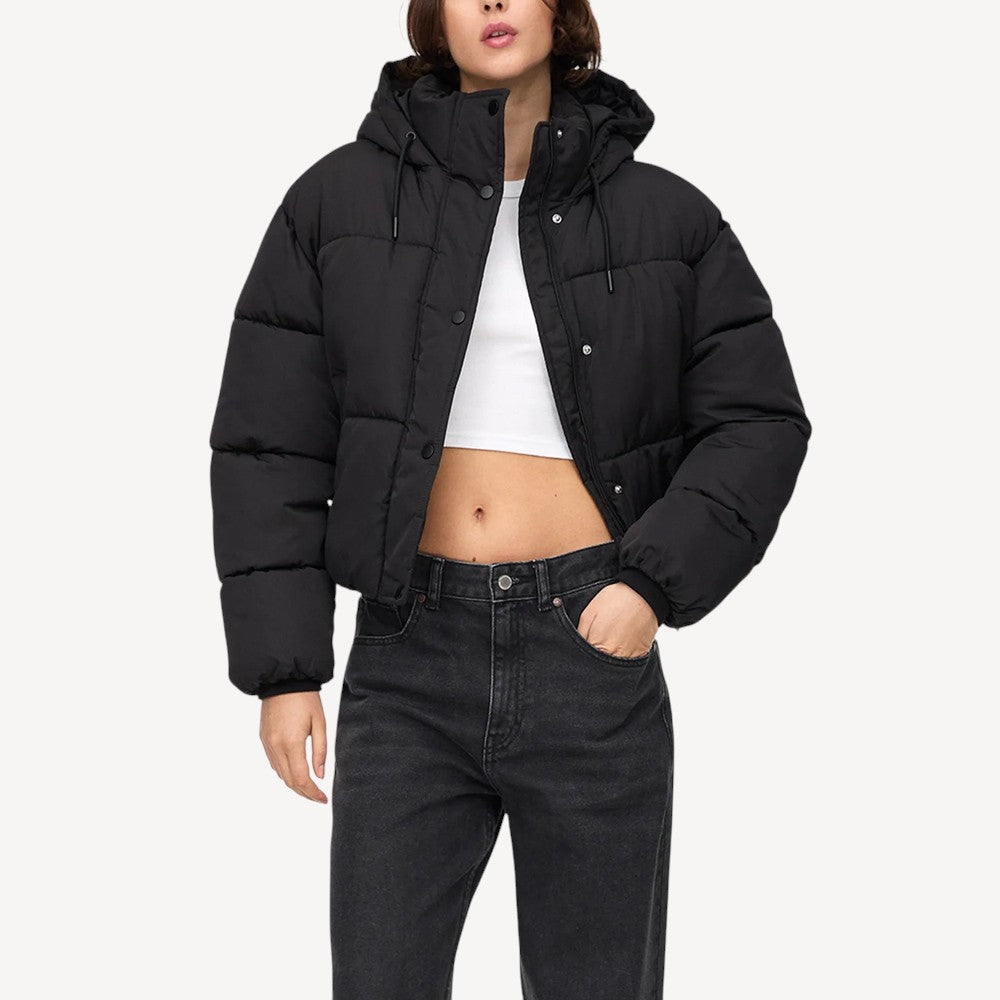 Cropped Black Winter Puffer
