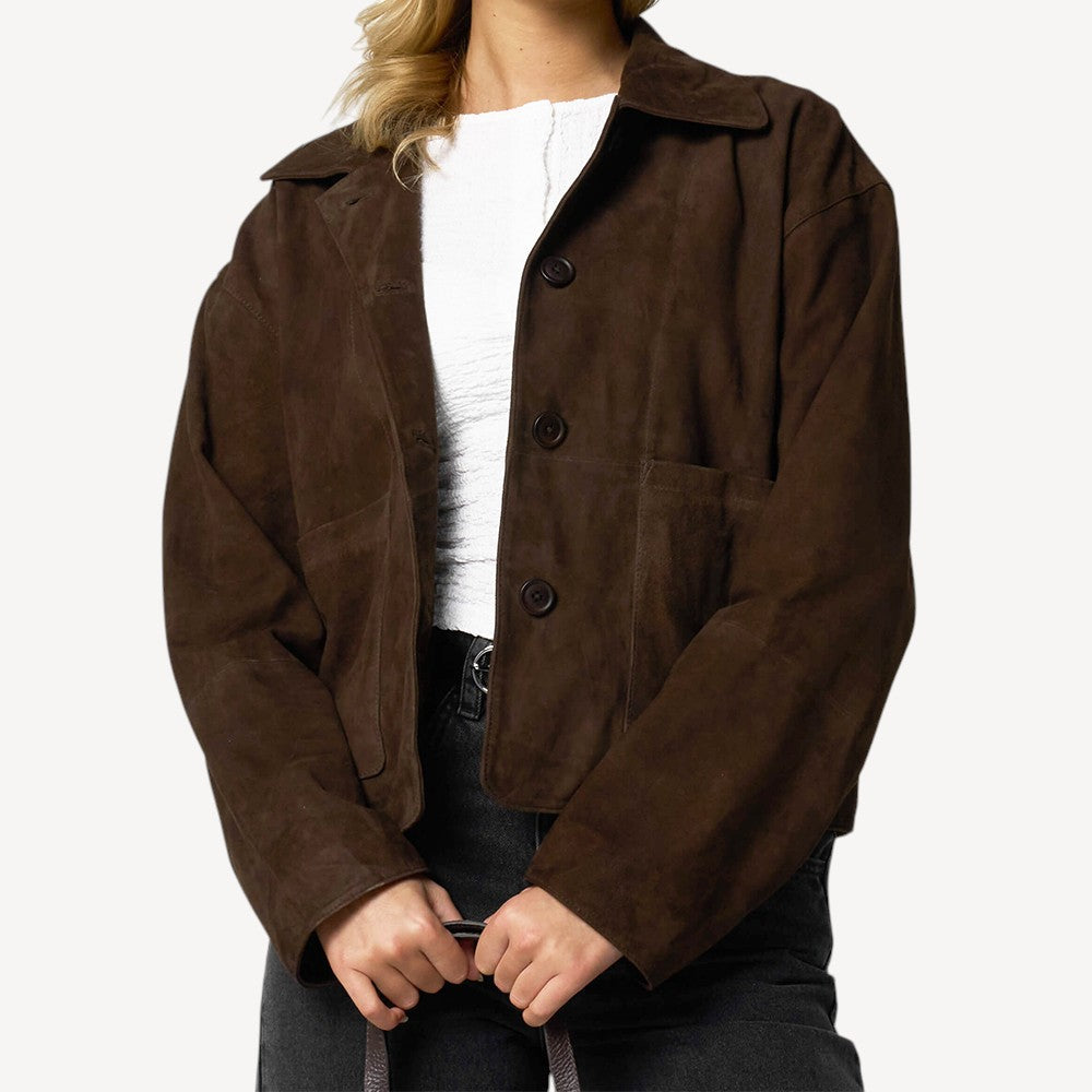 Brown Suede Button Jacket